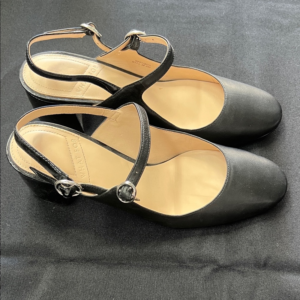 WHAT FOR Black Leather Shoes